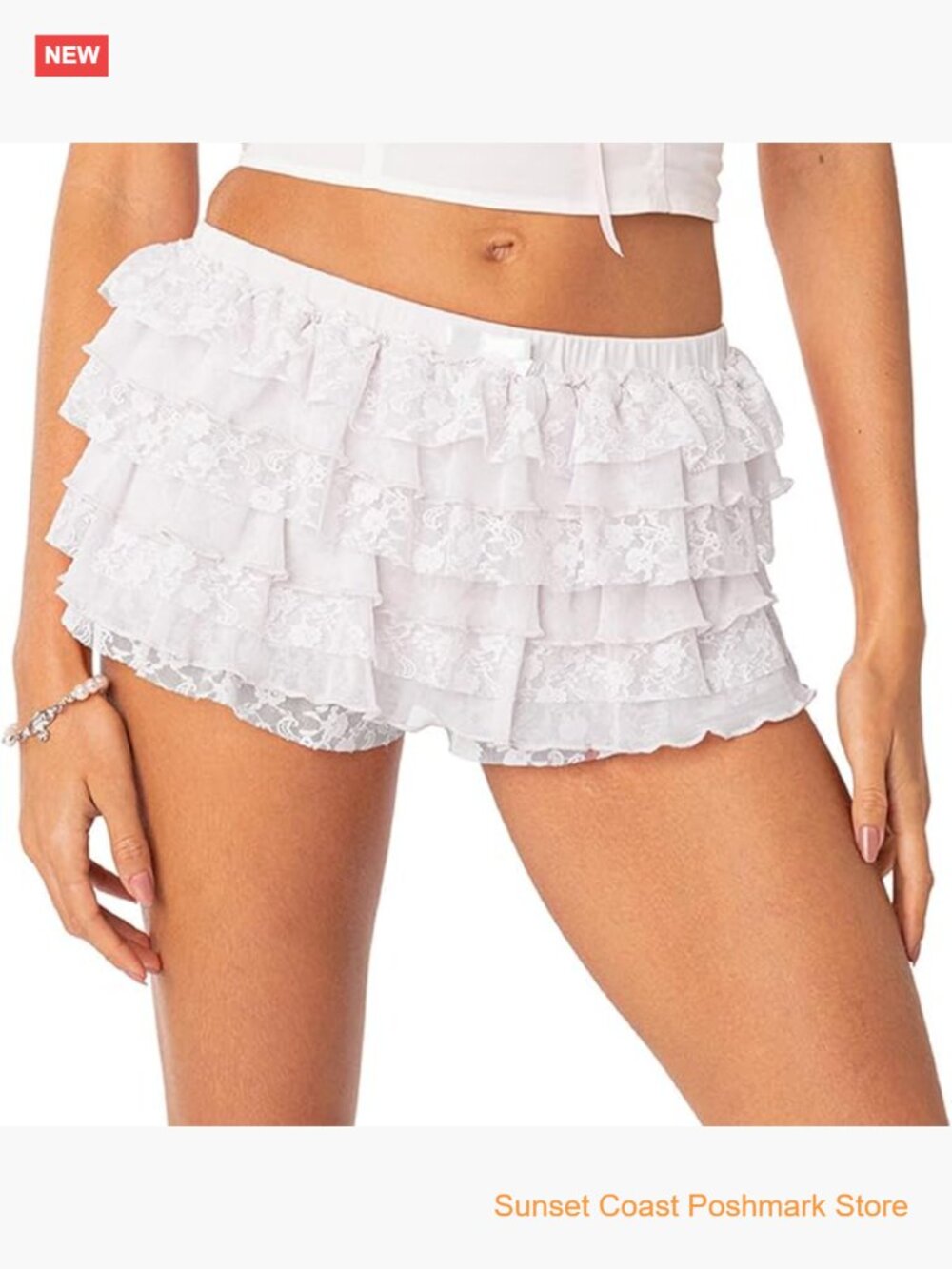 Lace Trim Ruffled Layered Lolita Shorts